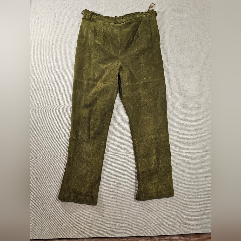 Terry Lewis Classic Luxuries Leather Pants Size 14 green